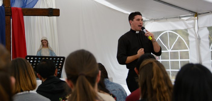 Fr Daniel McCaughan speaking at Immaculata Mission School 2016 02